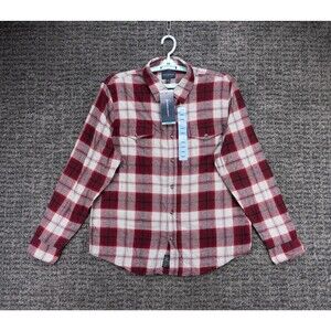 Lucky Brand Shirt Mens Large Red Gray Plaid Flannel Casual Cabincore Outdoor NWT